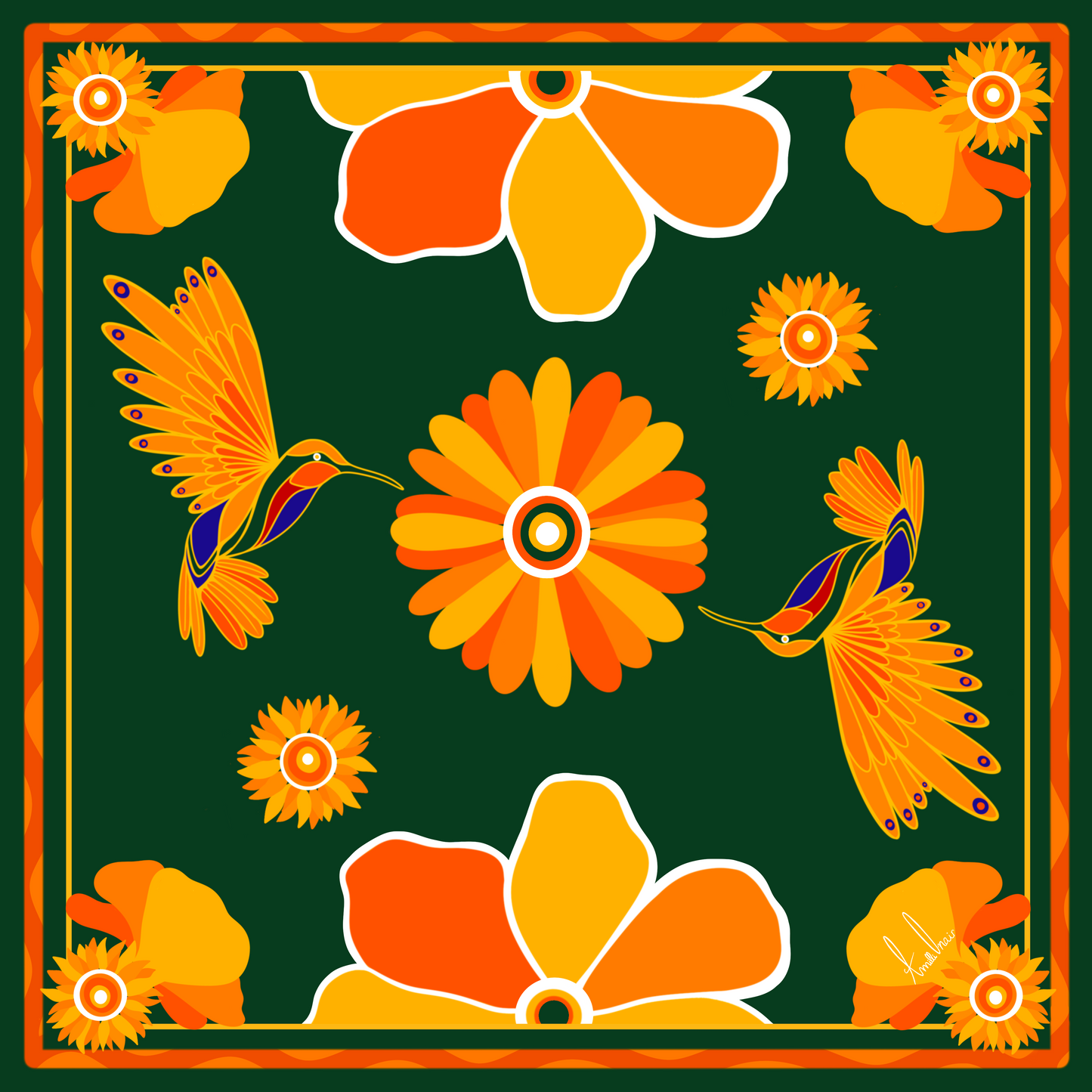 Humming in Balance Silk Scarf